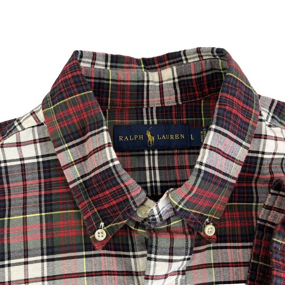 Mens Ralph Lauren Long Sleeve Button Down Shirt Size Large Red Plaid Cotton - Picture 2 of 7
